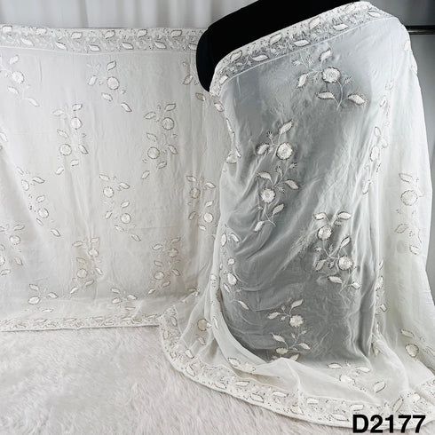 Dyeable Cut Dana Thread Work Organza Dupatta-D2177